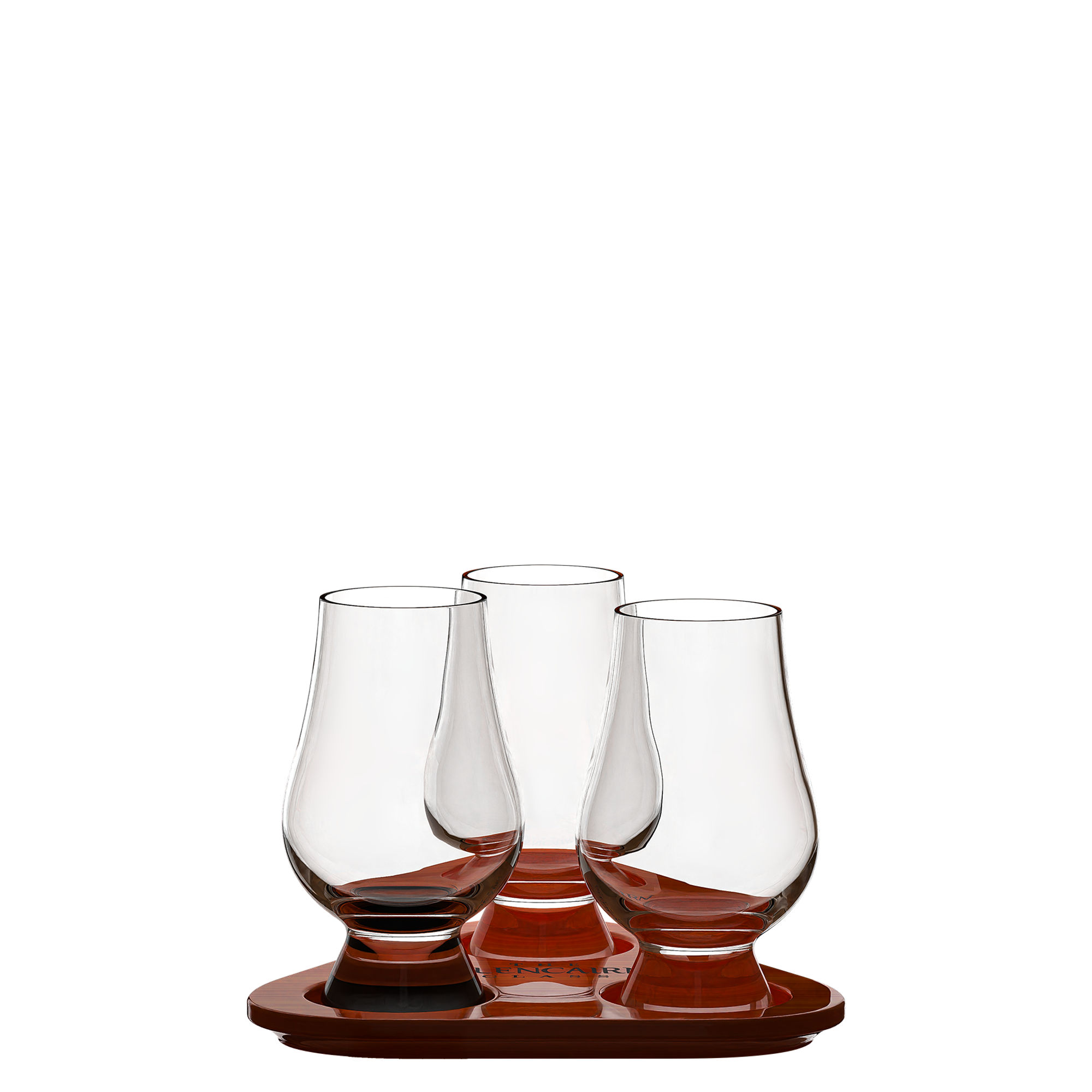 Glencairn Glas Set mit drei eleganten Gläsern und einer stilvollen Unterlage für Whisky-Liebhaber