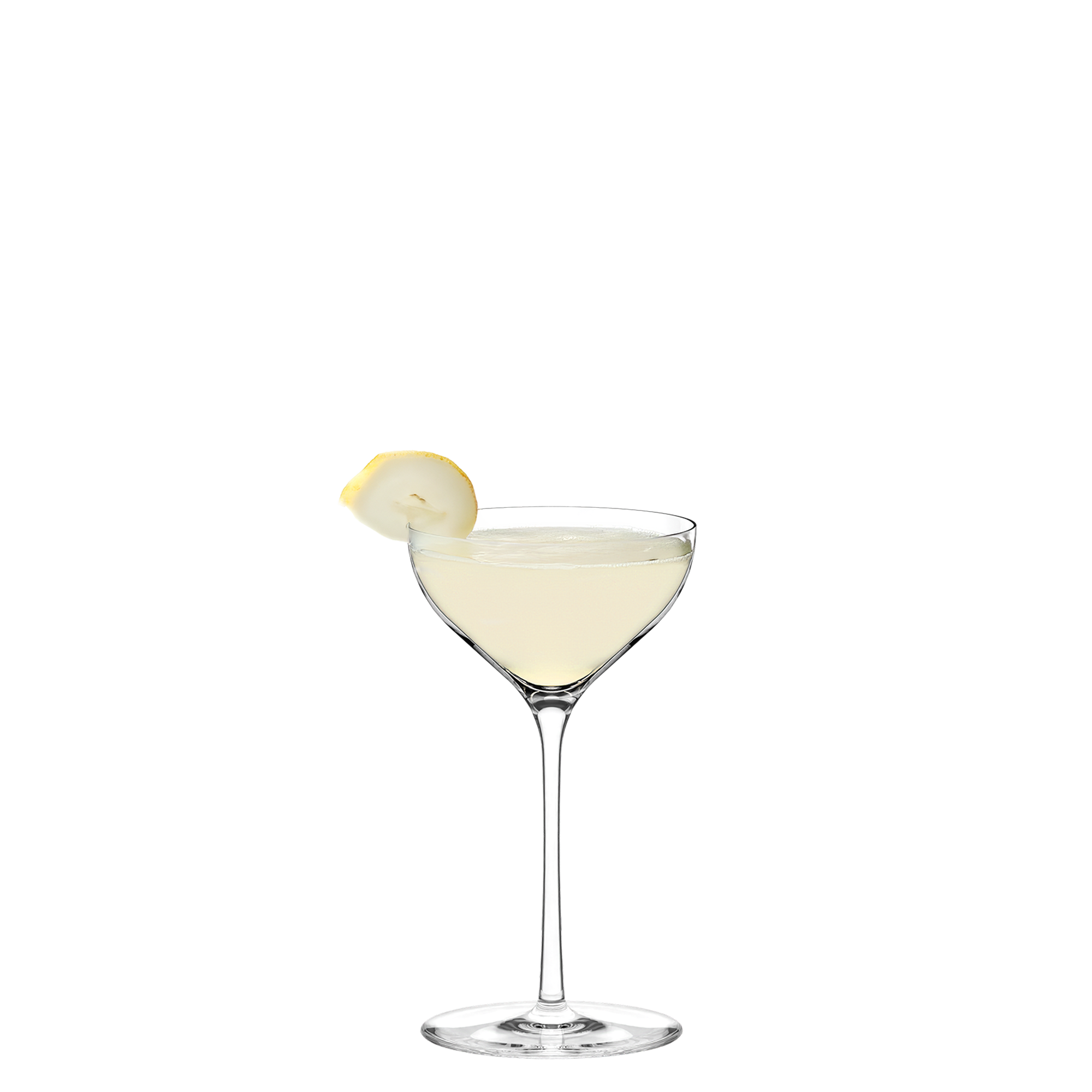 Elegantes Cocktailglas von Stölzle Lausitz für hochwertige Bar Gläser mit einem frischen Drink und einer Zitronenscheibe