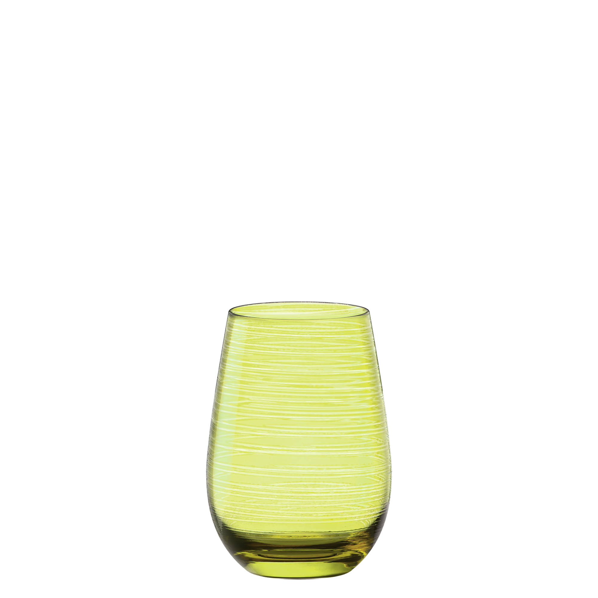 Hochwertige Becher Made in Germany in leuchtendem Gelb mit elegantem spiralförmigem Design