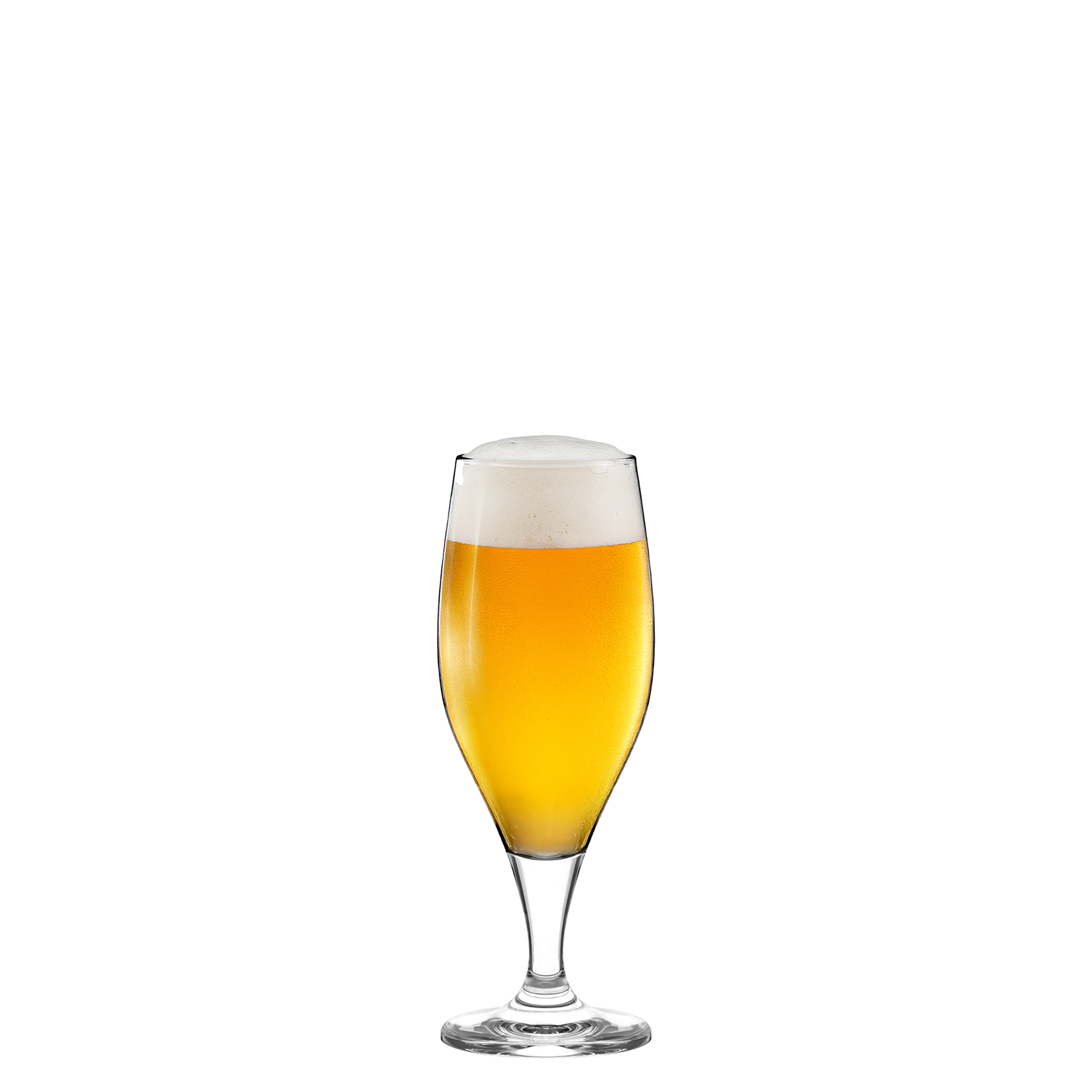Hochwertige Biergläser Deutschland mit goldenem Bier und cremigem Schaum auf weißem Hintergrund