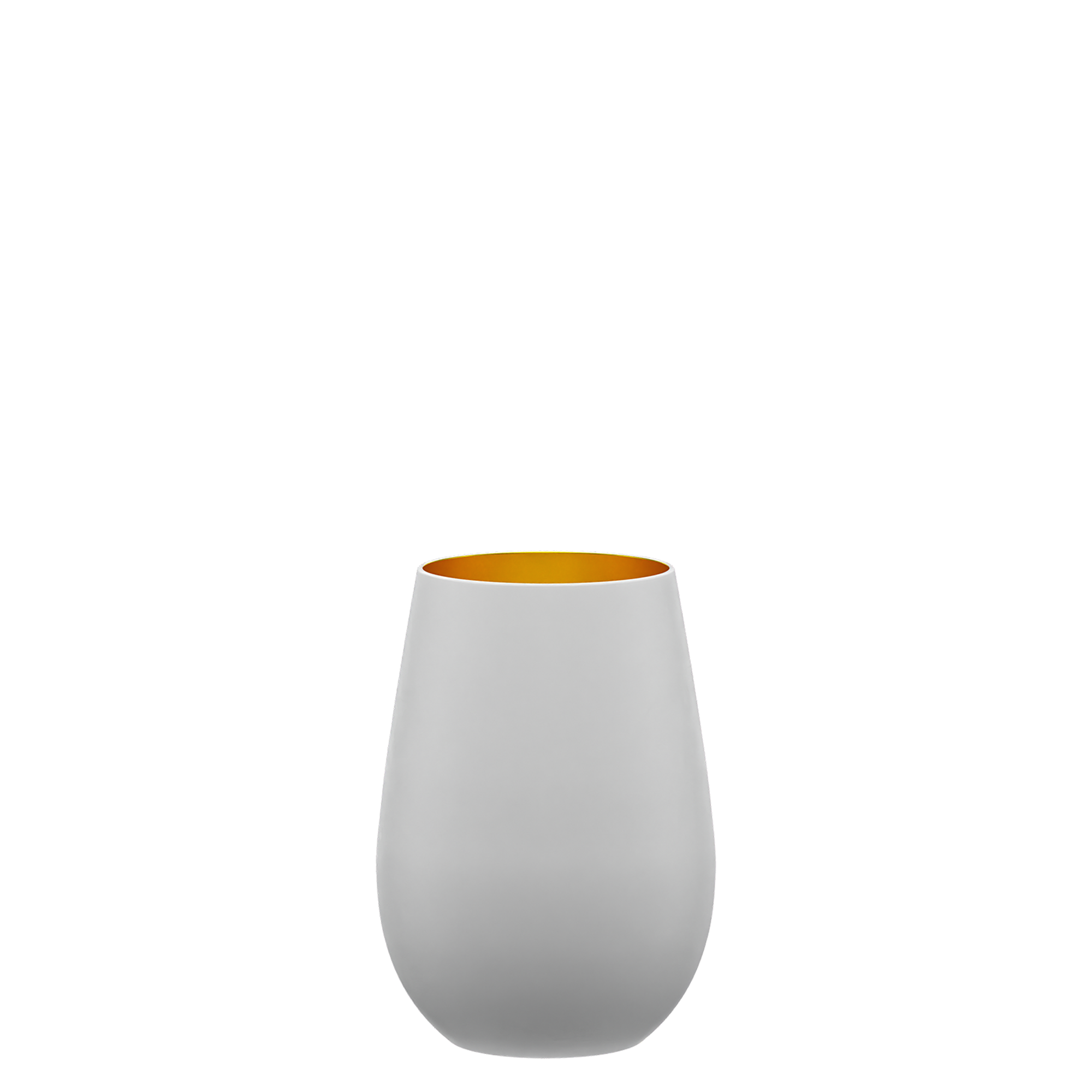 Hochwertige Designer Becher in mattem Weiß mit leuchtend orangefarbenem Innenleben