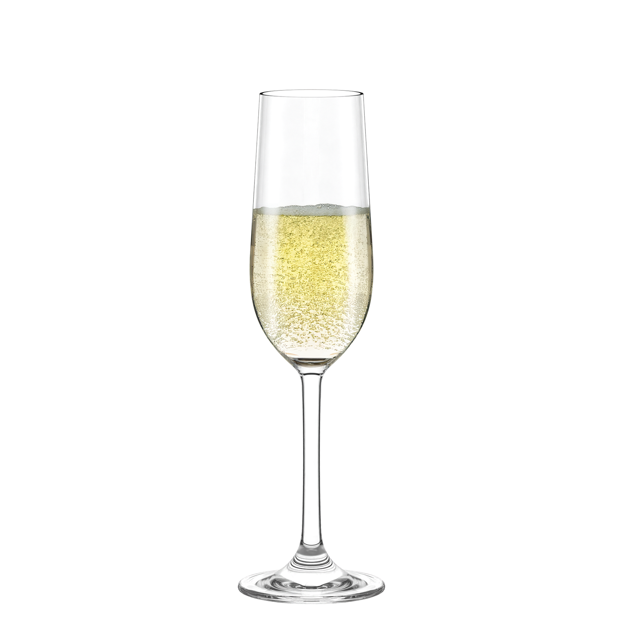 Elegante hochwertige Sektkelche von Stölzle Lausitz mit sprudelndem Sekt gefüllt