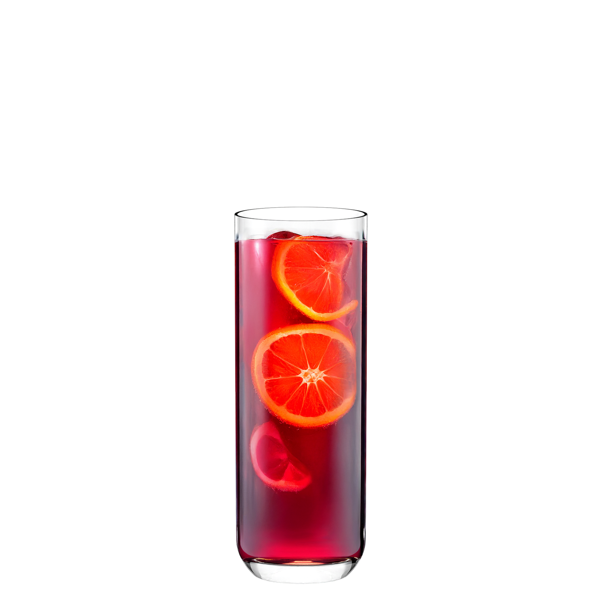 Klassische Longdrink Gläser mit fruchtigem Getränk und Orangenscheiben für stilvolle Cocktails