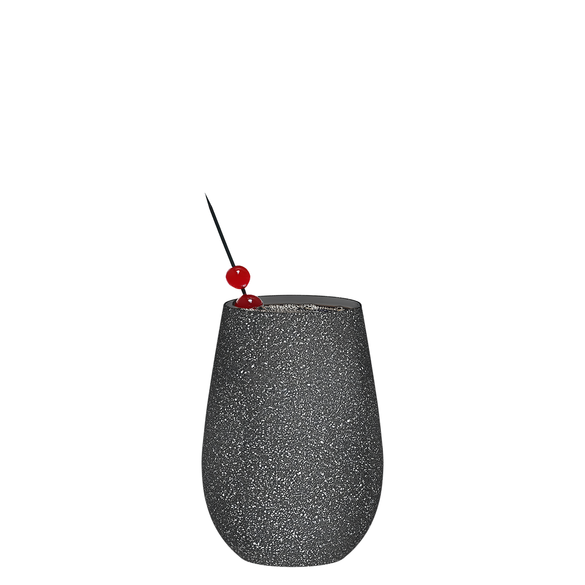 Dunkelgraues Longdrinkbecher Set von Stölzle Lausitz mit Cocktail und Kirschen dekoriert