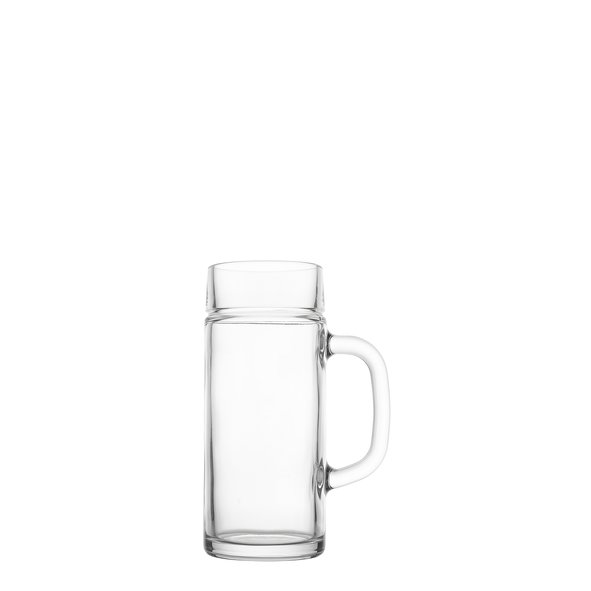 Oberglas Light Mug Bierkrug 500 ml, leer vor hellem Hintergrund