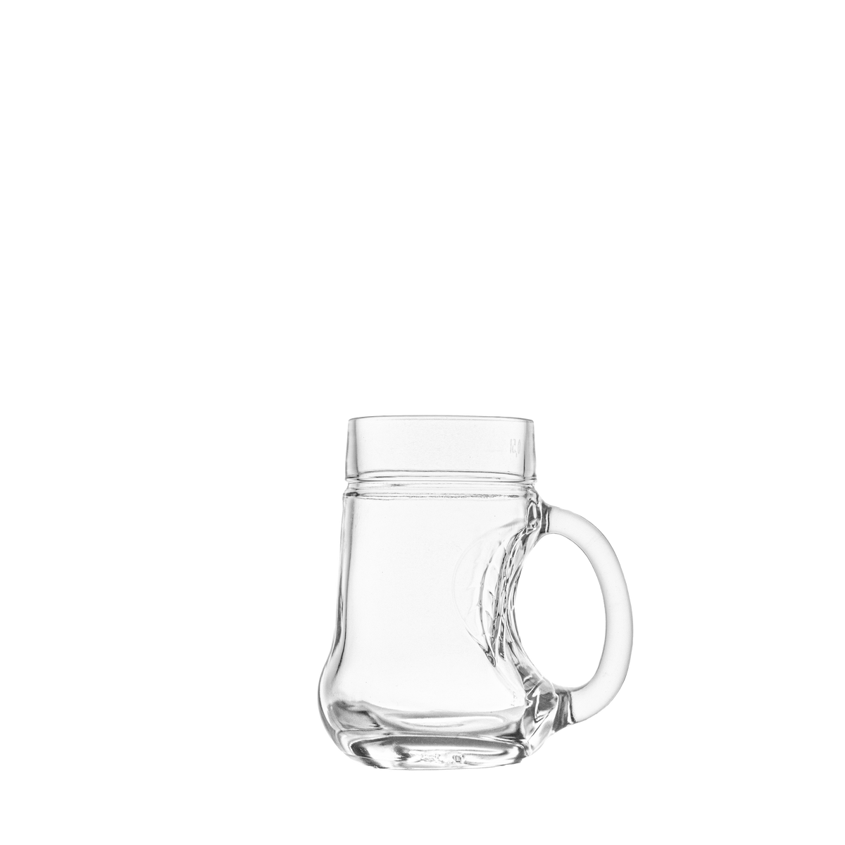 Oberglas Mostkanne Birne 500ml, leer vor hellem Hintergrund