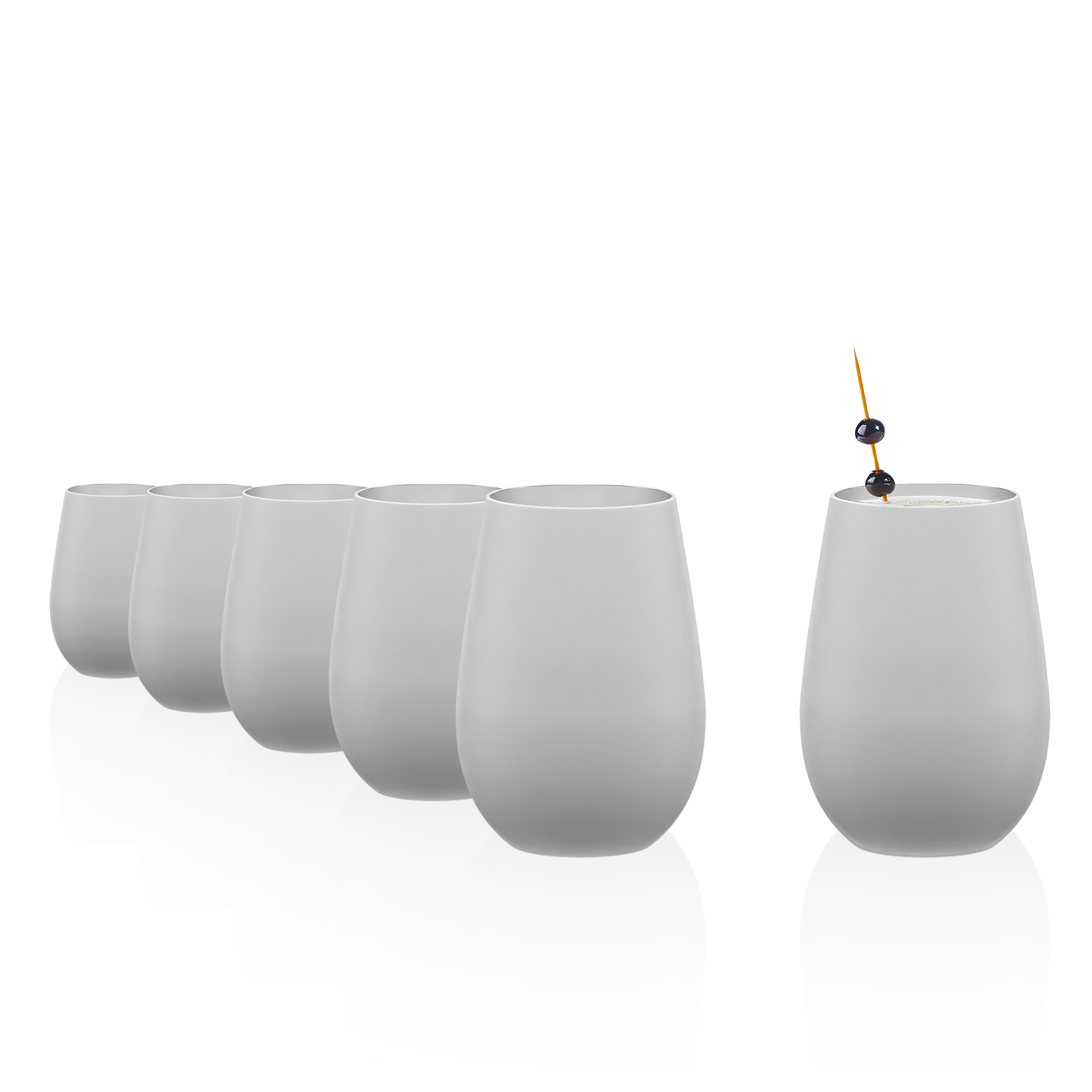 Vaso blanco/plateado Elements set de 6