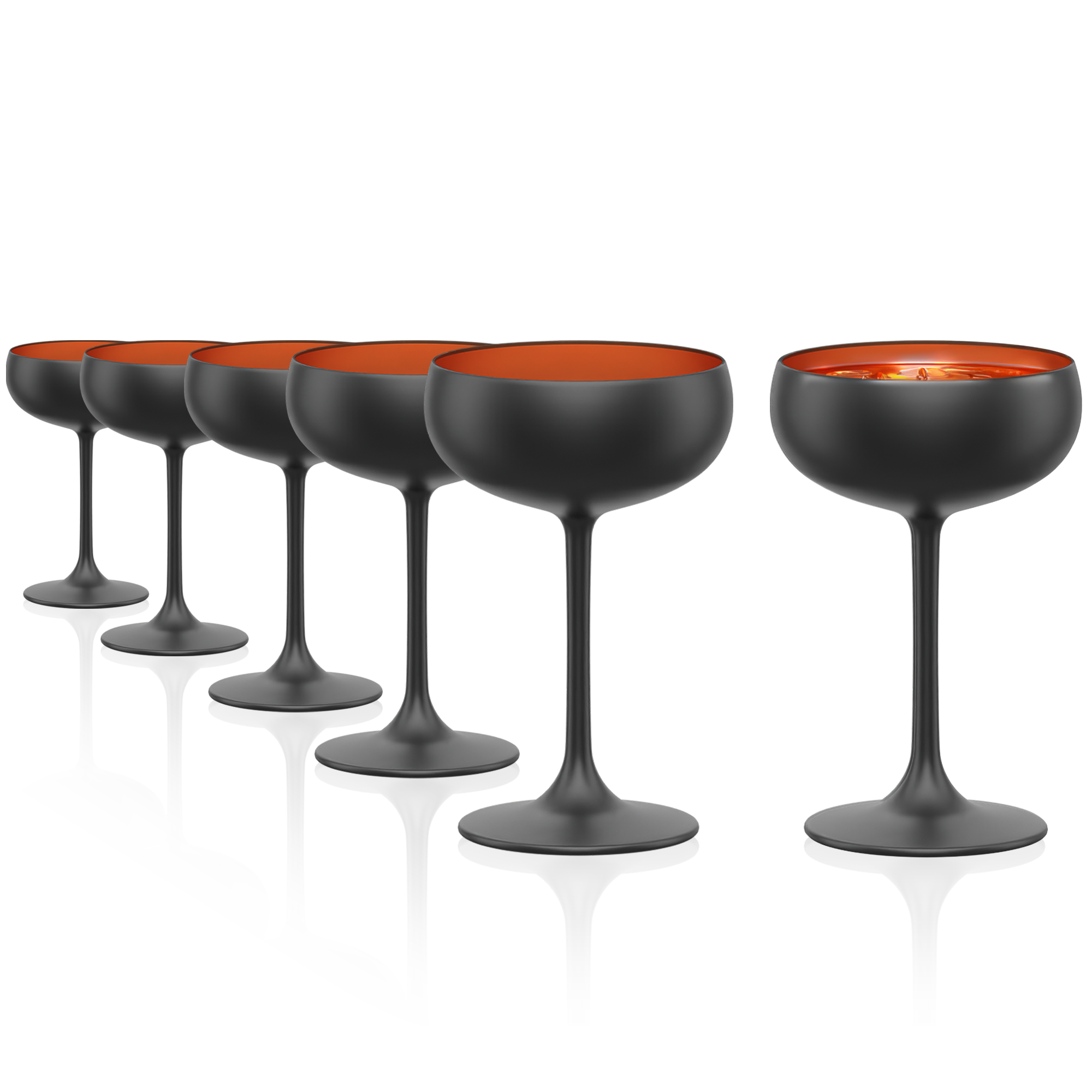 Sparkling Wine Coupe Black/Bronze Elements Set of 6