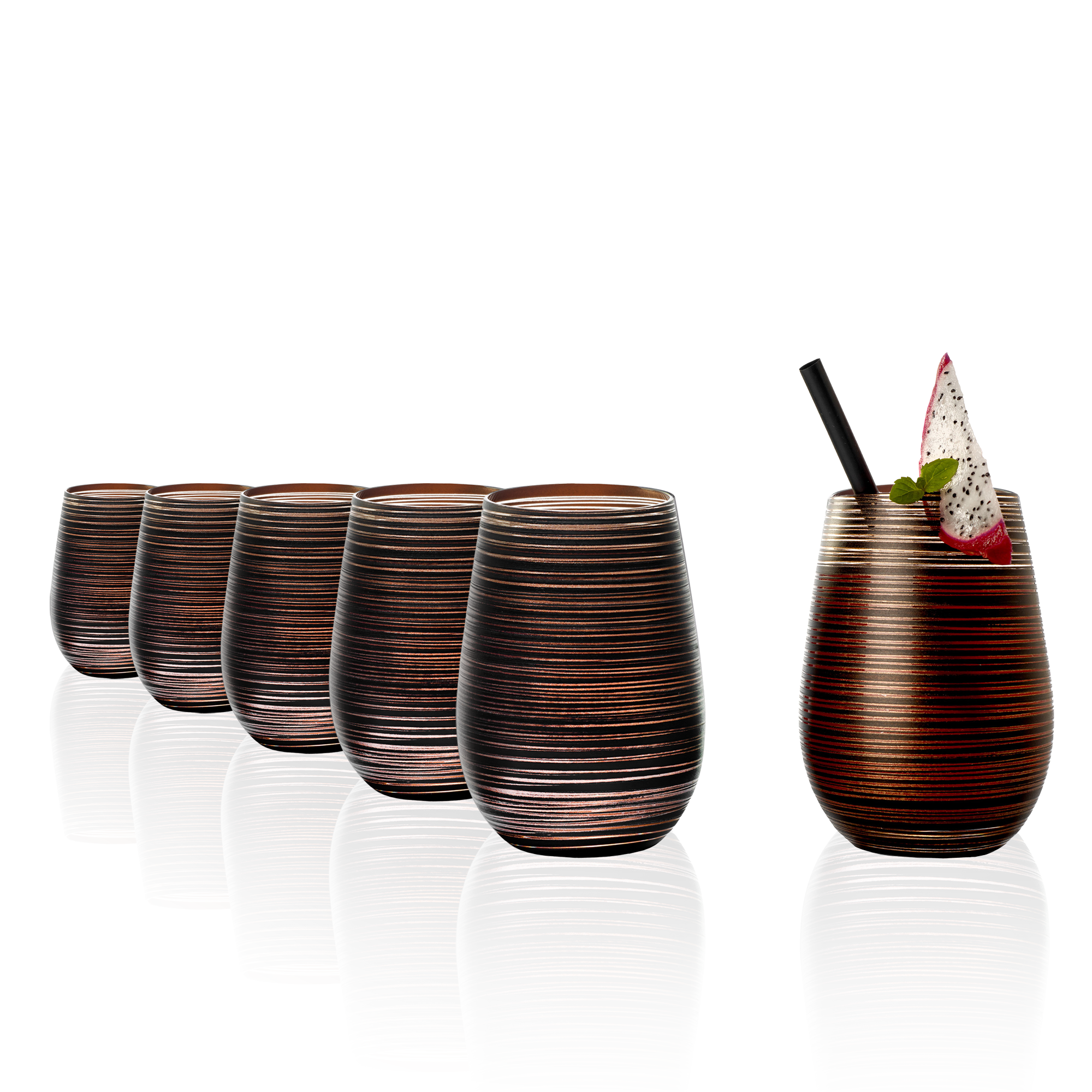 Vaso negro/bronce Twister set de 6