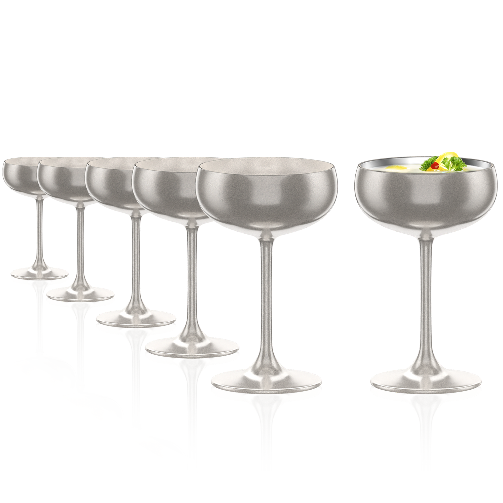 Sparkling Wine Coupe Silver Elements Set of 6