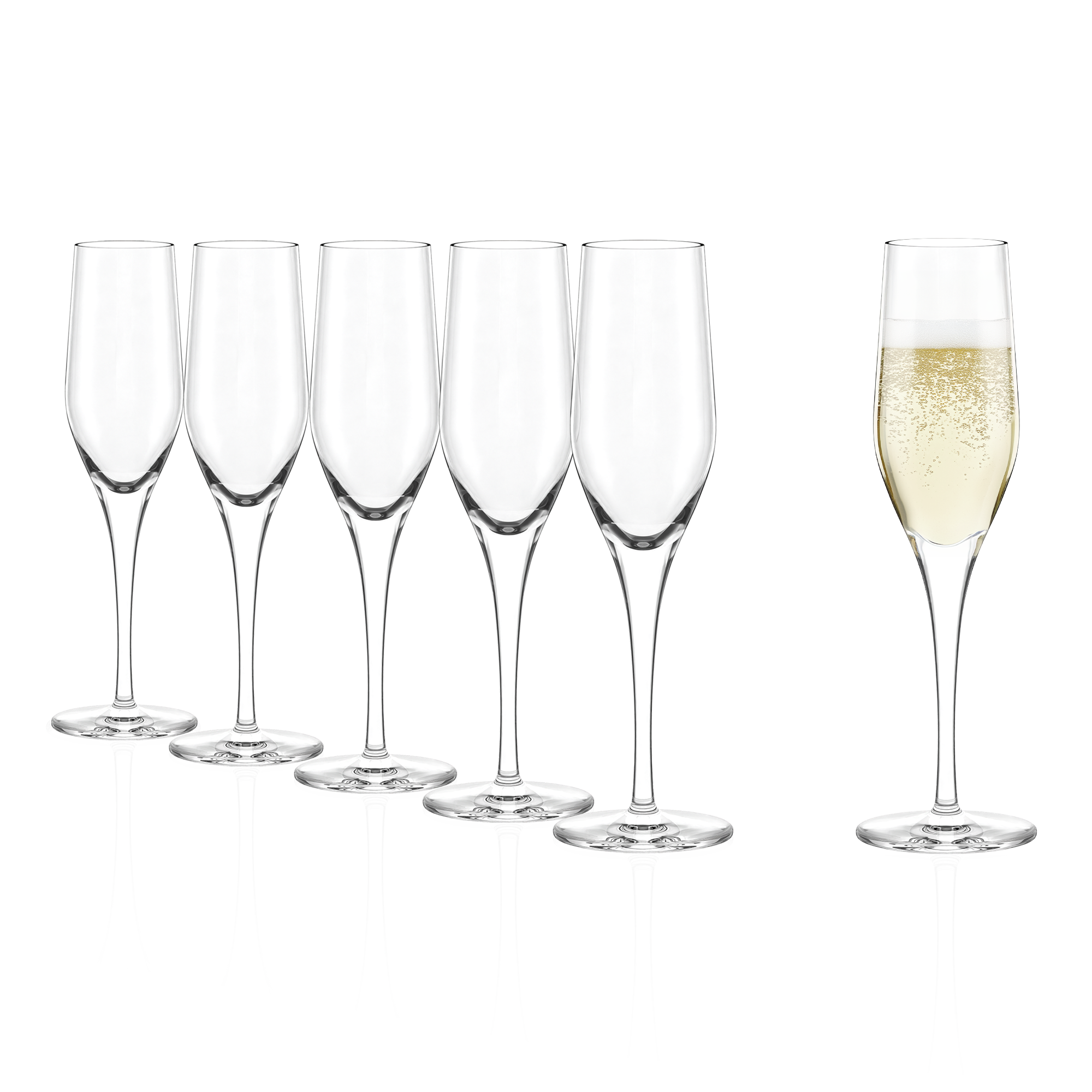 Set von 6 Sektgläsern Made in Germany mit elegantem Design für festliche Anlässe
