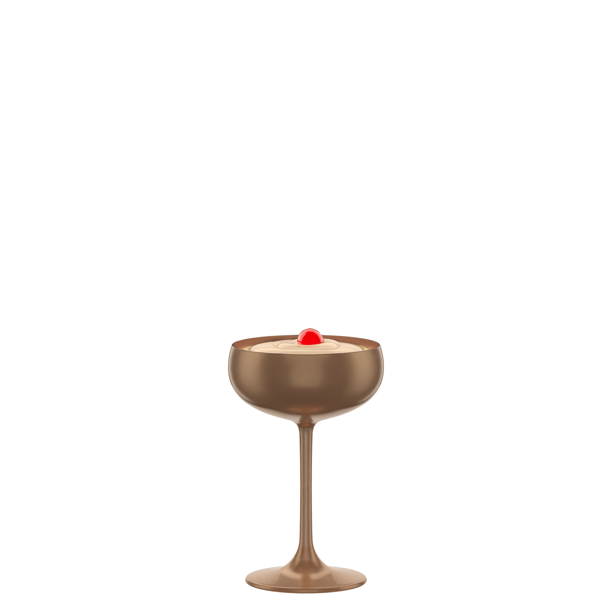 Elegante Sektschale Bronze Set mit einem schönen Cocktail und einer Kirsche als Dekoration