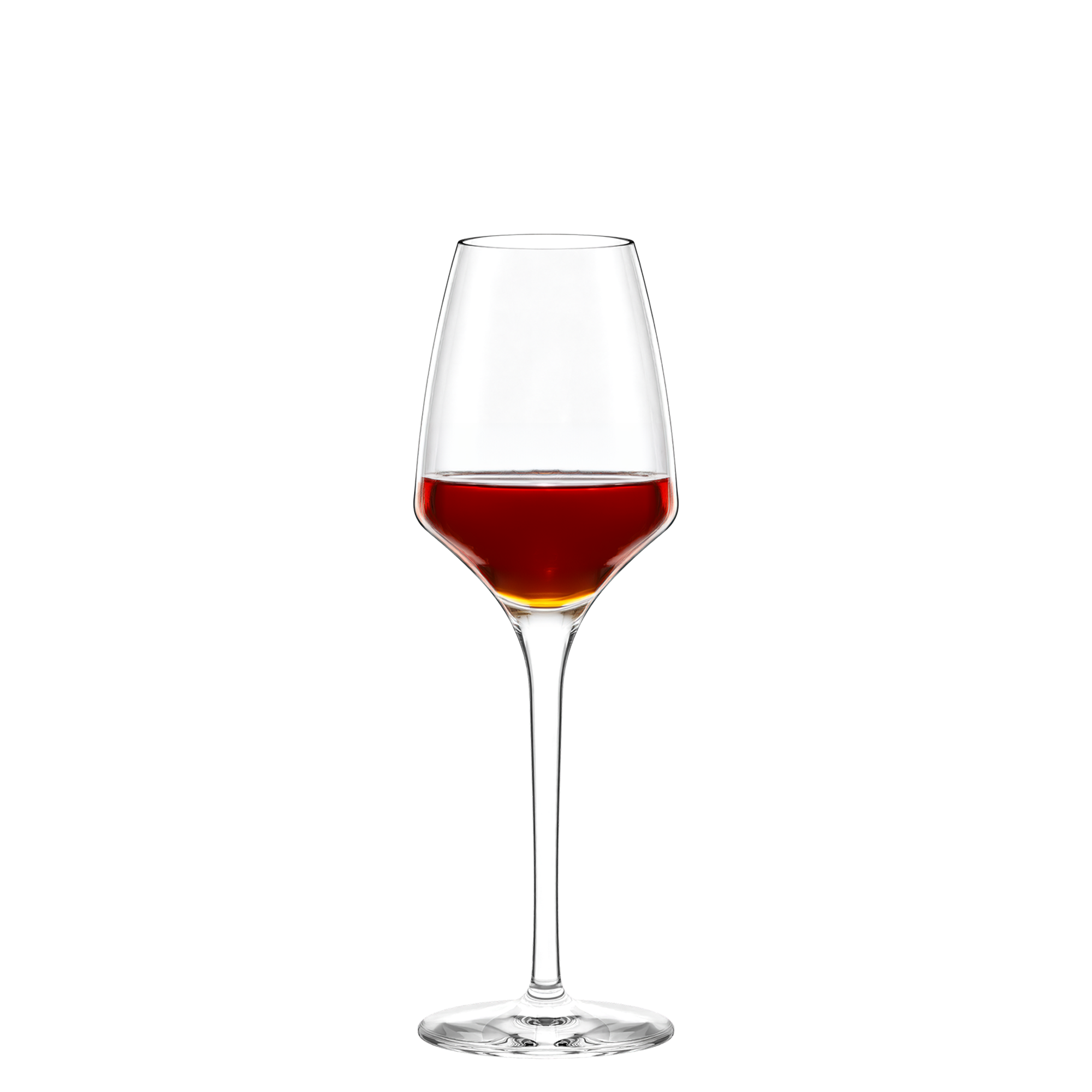 Stölzle Lausitz Süßweinkelch Set mit edlem Design und rotem Wein vor schwarzem Hintergrund